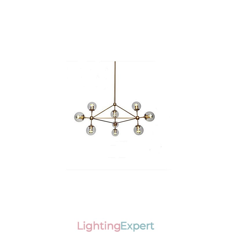 Golden Beans Chandelier 10 Light with Glass Shade