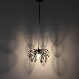 Simple Retro Single Head Leaf Shaped Iron Chandelier
