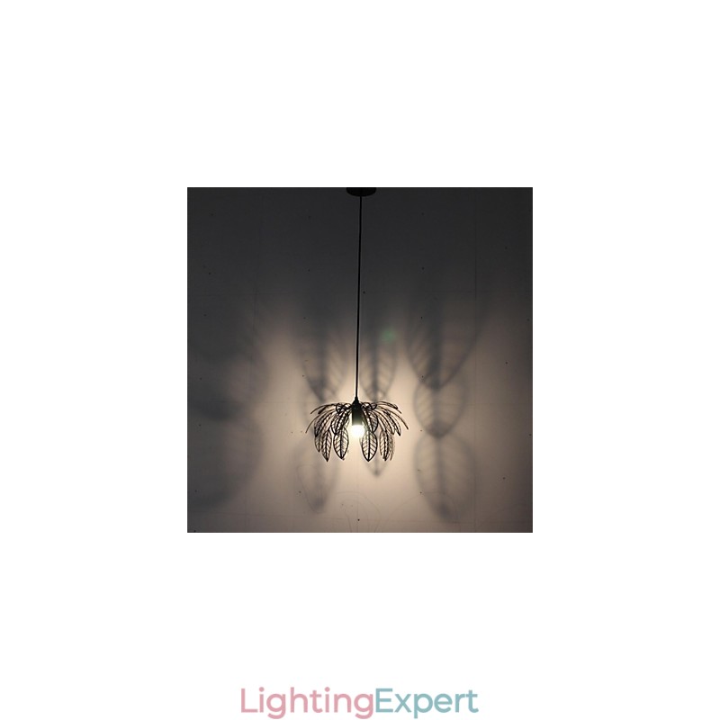 Simple Retro Single Head Leaf Shaped Iron Chandelier