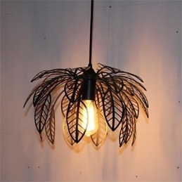 Simple Retro Single Head Leaf Shaped Iron Chandelier