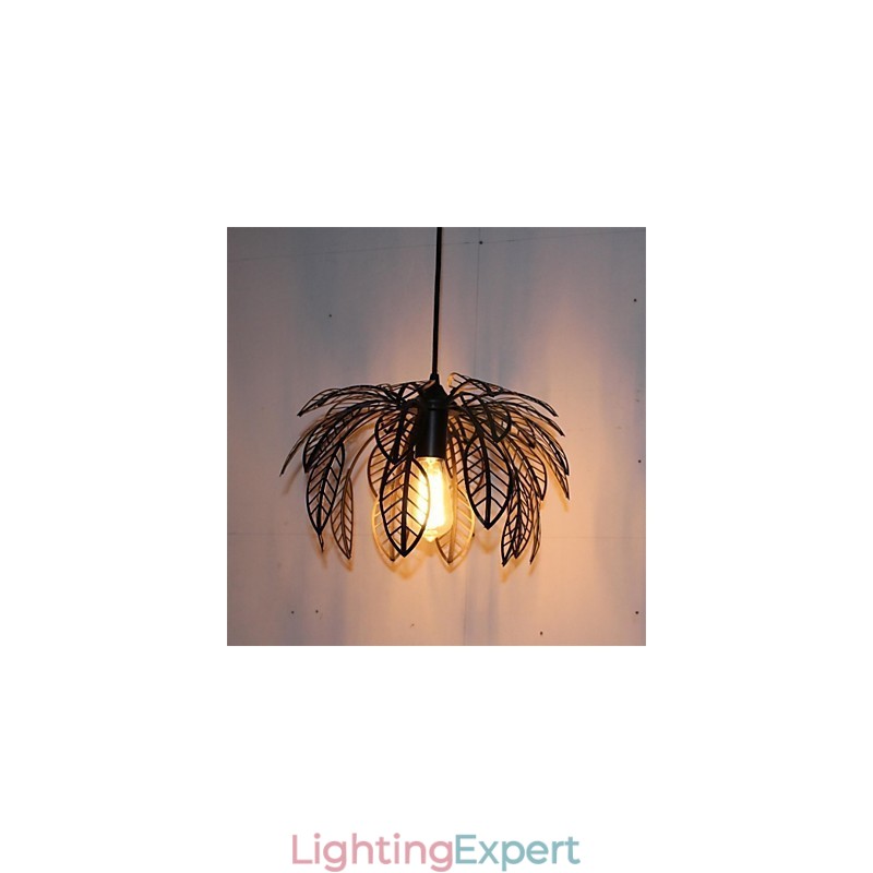 Simple Retro Single Head Leaf Shaped Iron Chandelier