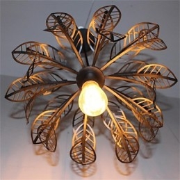 Simple Retro Single Head Leaf Shaped Iron Chandelier
