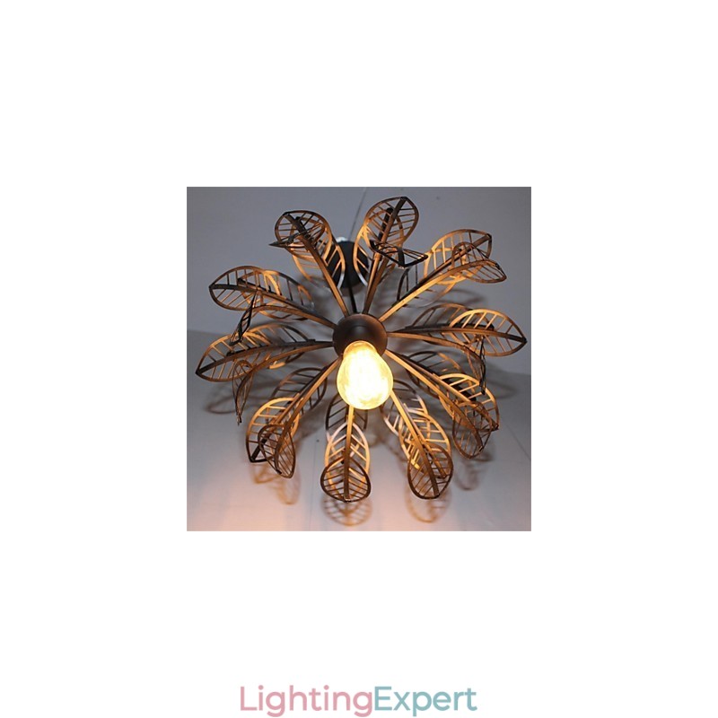 Simple Retro Single Head Leaf Shaped Iron Chandelier