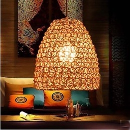 Retro Round Rattan Garden Lamp Shade