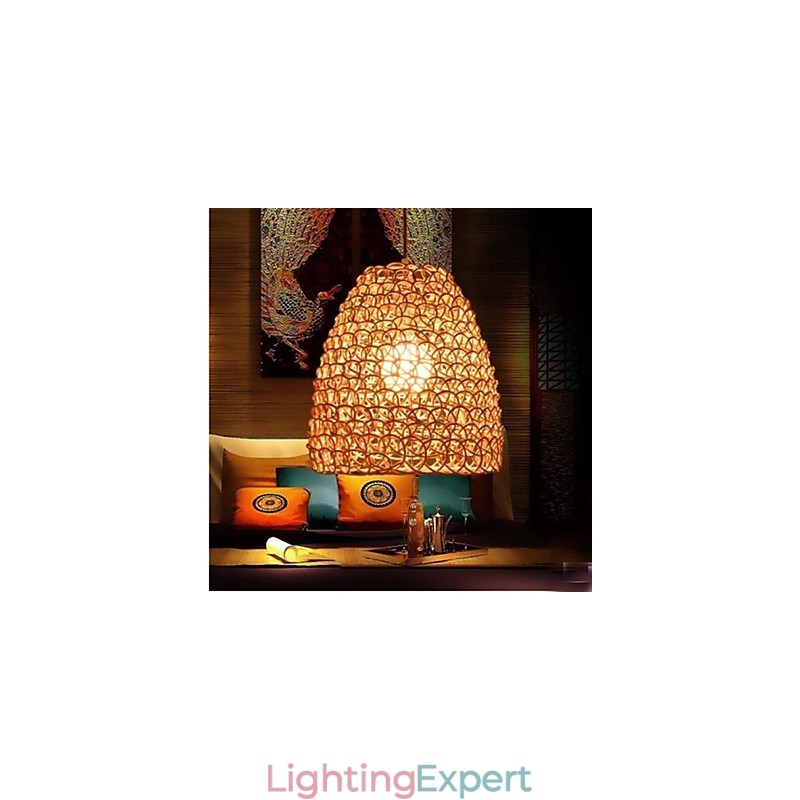 Retro Round Rattan Garden Lamp Shade