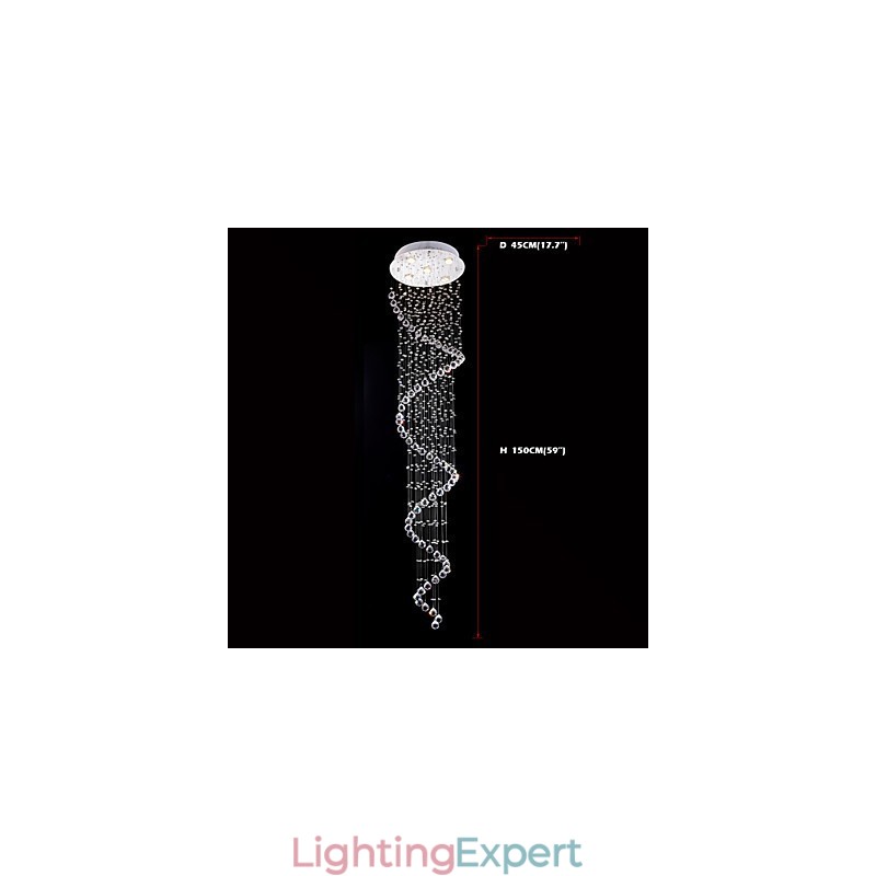 Crystal Pendant Light Chandelier Lighting 5 Lights Silver Canpoy Clear K9 Crystal Helix Ceiling Lamps