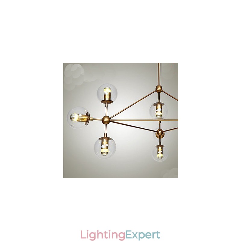 Golden Beans Chandelier 10 Light with Glass Shade