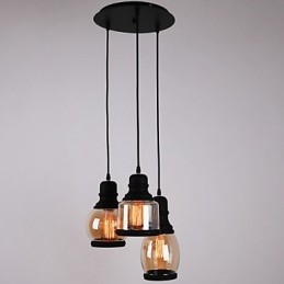 Antique Glass Shade 3 Light Artistic Minimalist Pendant