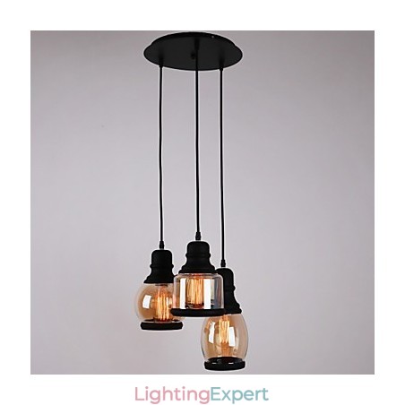Antique Glass Shade 3 Light Artistic Minimalist Pendant Antique Glass Shade 3 Light Artistic Minimalist Pendant