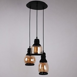 Antique Glass Shade 3 Light Artistic Minimalist Pendant
