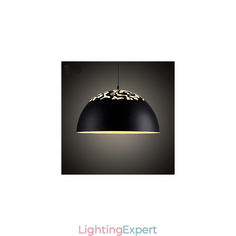 Vintage Style Minimalist 1 Light Pendant with Carved Shade Pendant Light