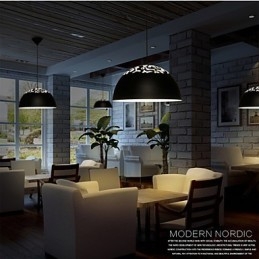 Vintage Style Minimalist 1 Light Pendant with Carved Shade Pendant Light