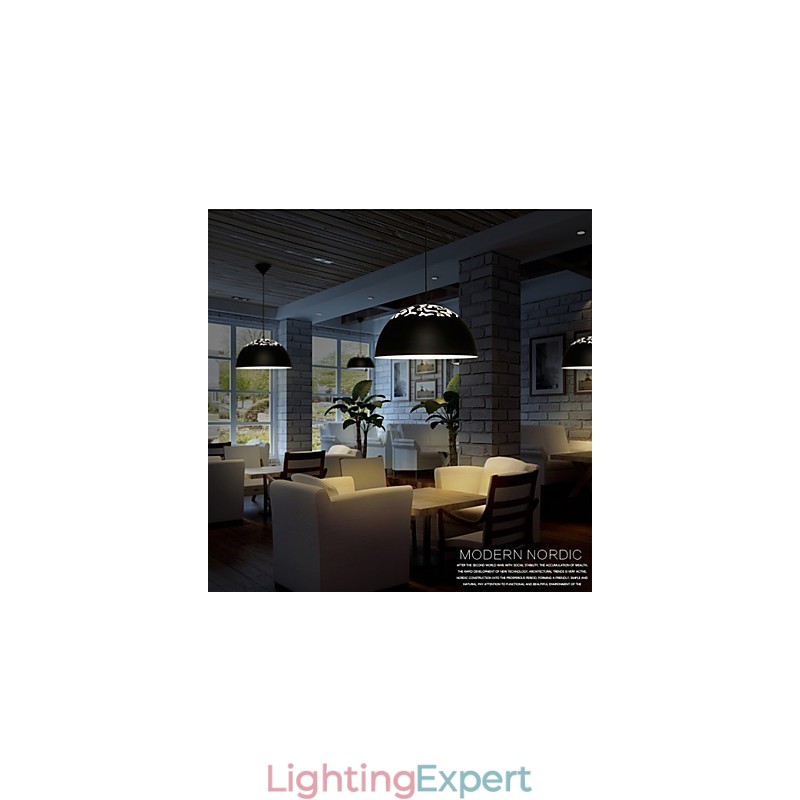 Vintage Style Minimalist 1 Light Pendant with Carved Shade Pendant Light
