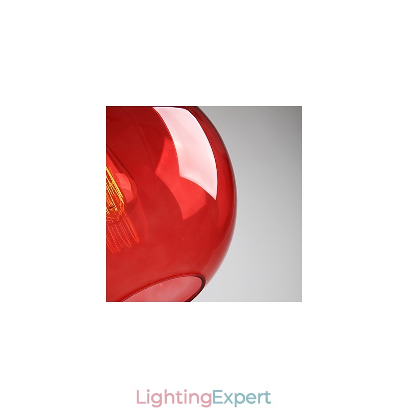 Modern Glass Pendant Light in Round Red Bubble Design
