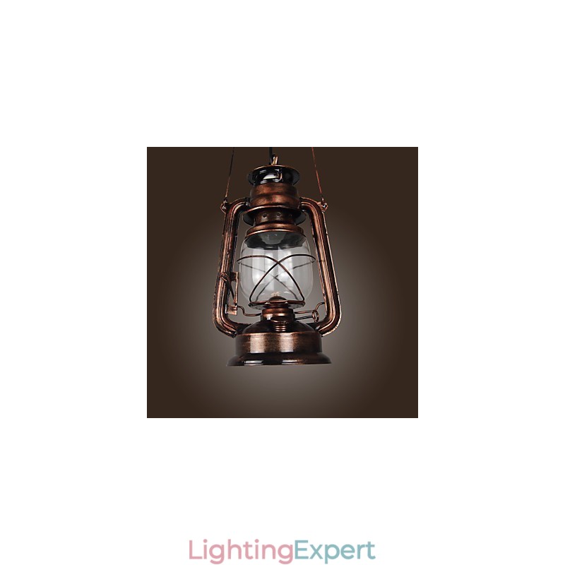 Country Lantern Mini Style Bronze Pendant Light