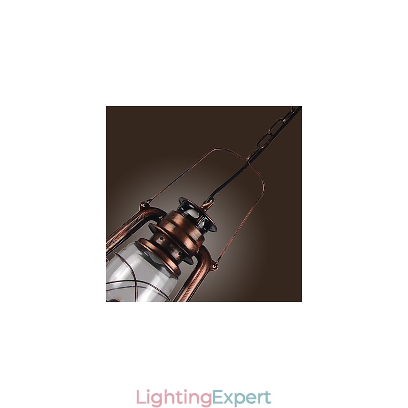 Country Lantern Mini Style Bronze Pendant Light