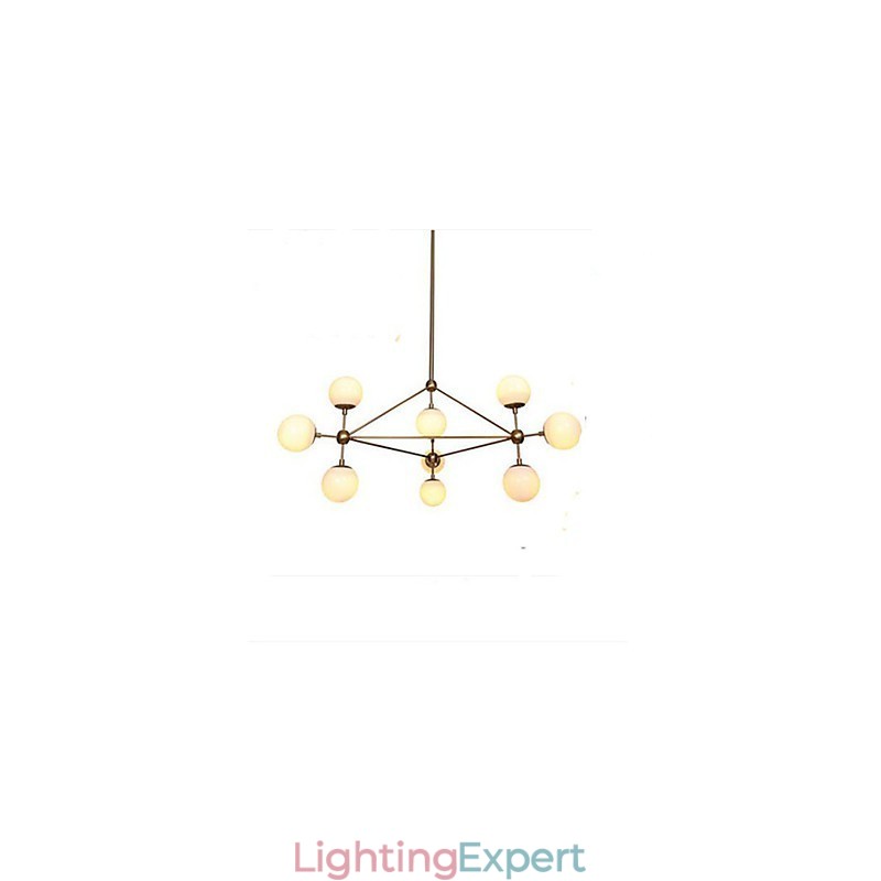 Golden Beans Chandelier 10 Light with Glass Shade