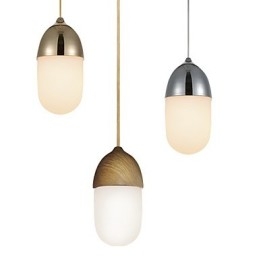 Mini Acorn Pendant Lamp 1 Light Mordern Simplicity Golden Chrome Wooden Color Finish Carbon Steel & Glass Droplight