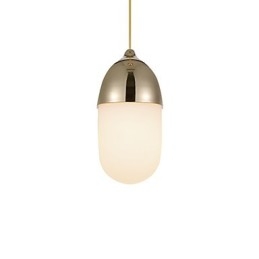 Mini Acorn Pendant Lamp 1 Light Mordern Simplicity Golden Chrome Wooden Color Finish Carbon Steel & Glass Droplight