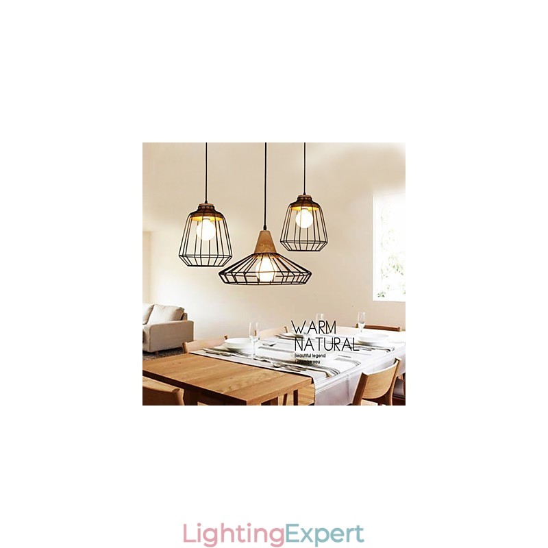 Nordic Creative Wrought Iron Chandelier Cafe Retro Net Droplight