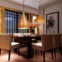 Retro Pendant Light Wood Grain Metal Cafe pendant lamps