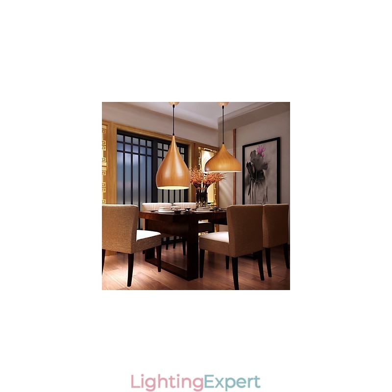 Retro Pendant Light Wood Grain Metal Cafe pendant lamps