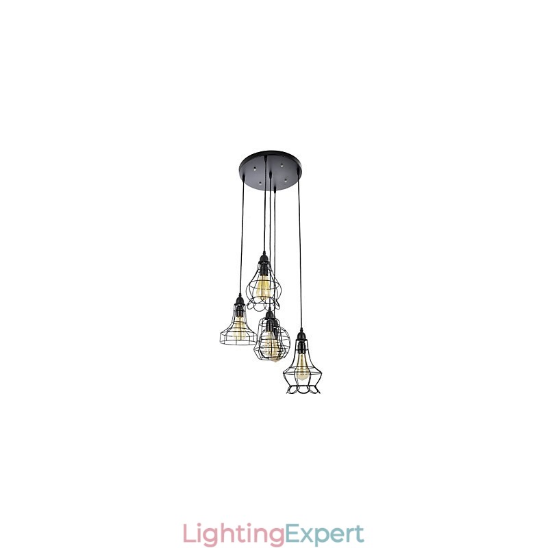 Country Mini Style Painting Metal Chandelier