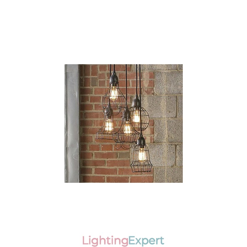Country Mini Style Painting Metal Chandelier