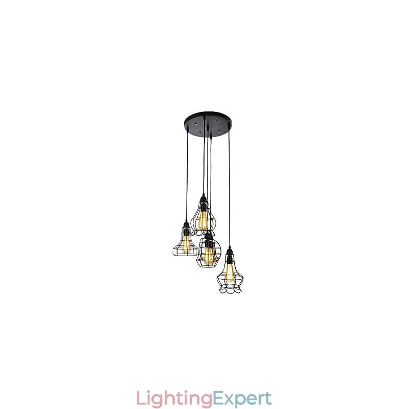 Country Mini Style Painting Metal Chandelier