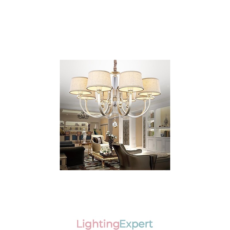 Country Crystal Silver Metal Chandelier