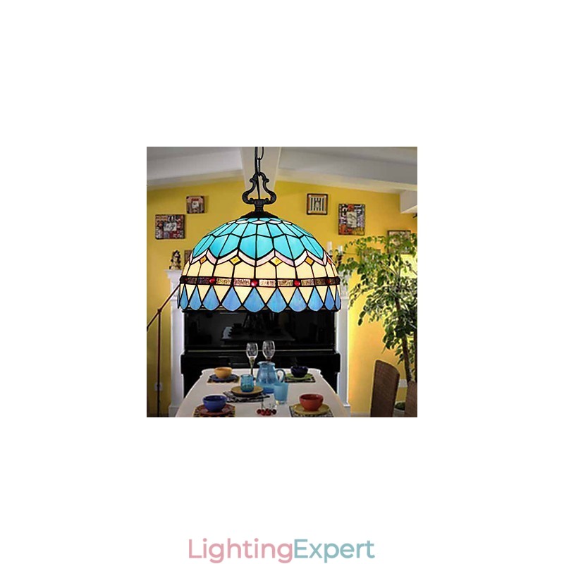 European Rural Creative Arts Stained Glass Chandelier Restoring Ancient Ways Lamp Light