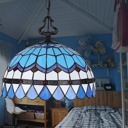 European Rural Creative Arts Stained Glass Chandelier Restoring Ancient Ways Lamp Light