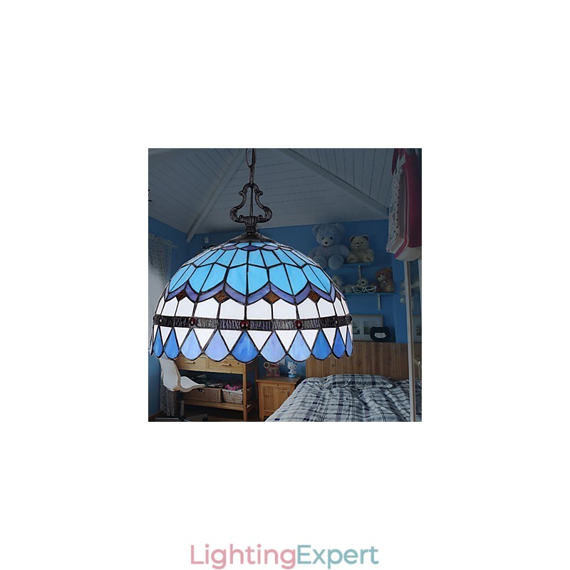 European Rural Creative Arts Stained Glass Chandelier Restoring Ancient Ways Lamp Light