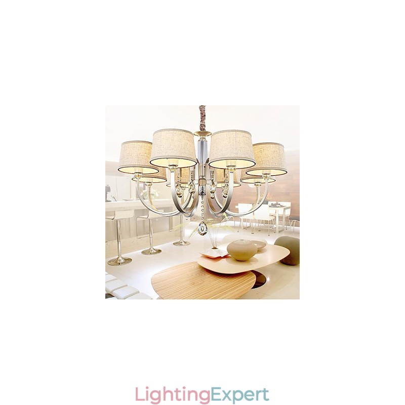 Country Crystal Silver Metal Chandelier