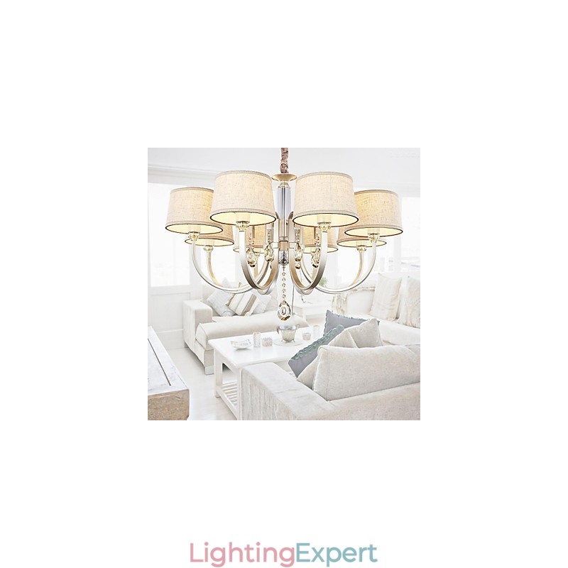 Country Crystal Silver Metal Chandelier