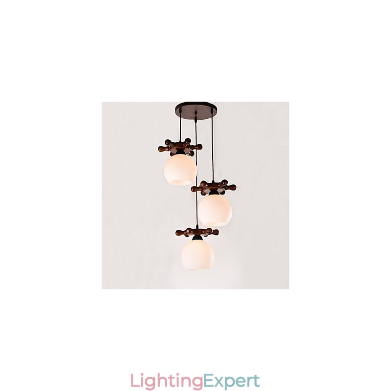 European Mediterranean Ship rudder Glass Dining Pendant Simple Modern Solid Wood lamps