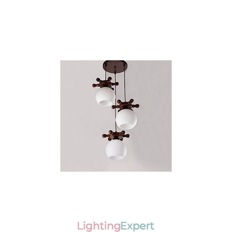 European Mediterranean Ship rudder Glass Dining Pendant Simple Modern Solid Wood lamps