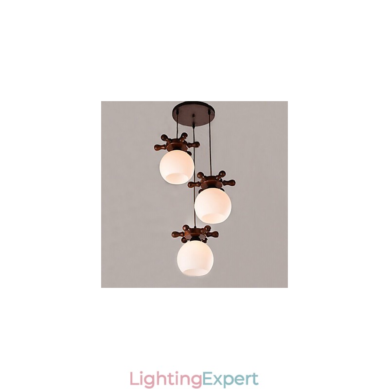 European Mediterranean Ship rudder Glass Dining Pendant Simple Modern Solid Wood lamps
