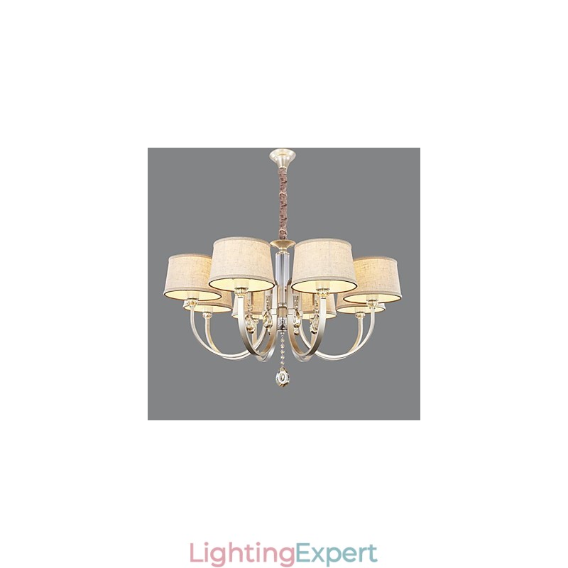 Country Crystal Silver Metal Chandelier