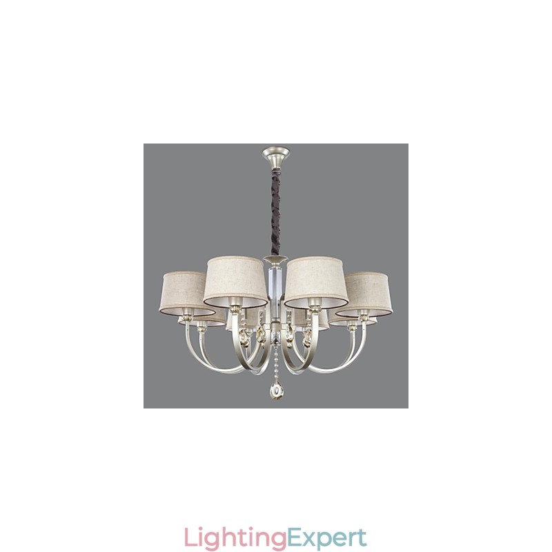 Country Crystal Silver Metal Chandelier