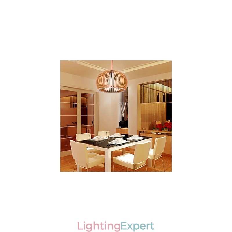 Design Style Circular Feature L Pendant Light 1 Light Wooden