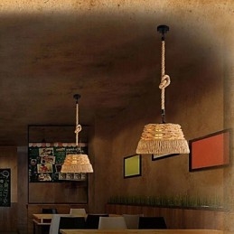 Loft Industrial Wind Creative Nordic Hemp Rope Meals Chandelier Lamp