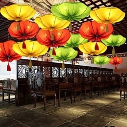 Cloth Art Romantic Imitation Of Classical Droplight Southeast Asia Lotus Lantern Lamp Light