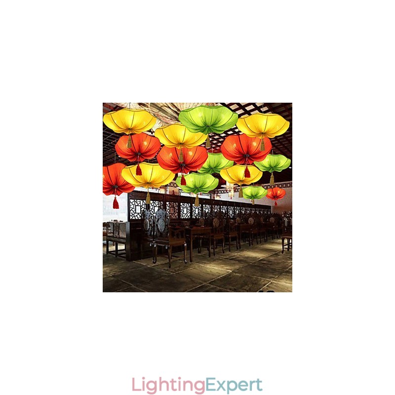 Cloth Art Romantic Imitation Of Classical Droplight Southeast Asia Lotus Lantern Lamp Light
