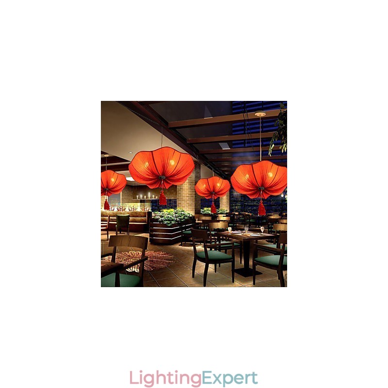 Cloth Art Romantic Imitation Of Classical Droplight Southeast Asia Lotus Lantern Lamp Light