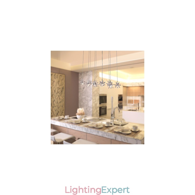 Modern Contemporary Crystal Chrome Metal Pendant Light