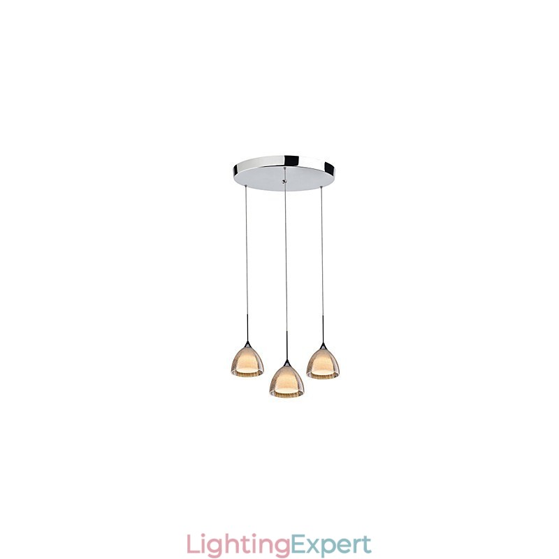3 Light Two layer Pendant Island Light Crack Glass Polished Chrome