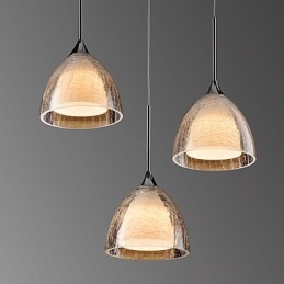 3 Light Two layer Pendant Island Light Crack Glass Polished Chrome