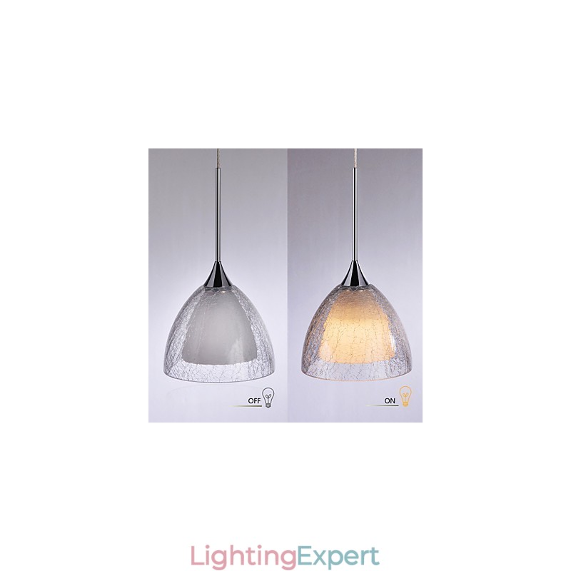 3 Light Two layer Pendant Island Light Crack Glass Polished Chrome