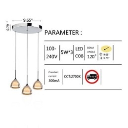3 Light Two layer Pendant Island Light Crack Glass Polished Chrome